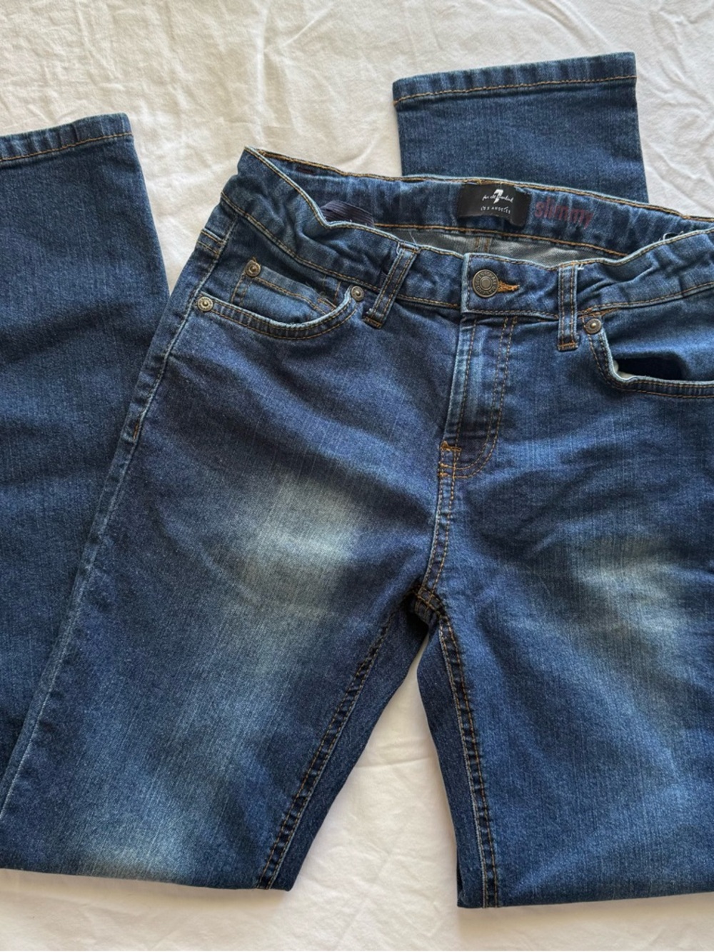 7 For All Mankind Boys Slimmy Jeans‎ Size 12 Medium Wash Blue Denim